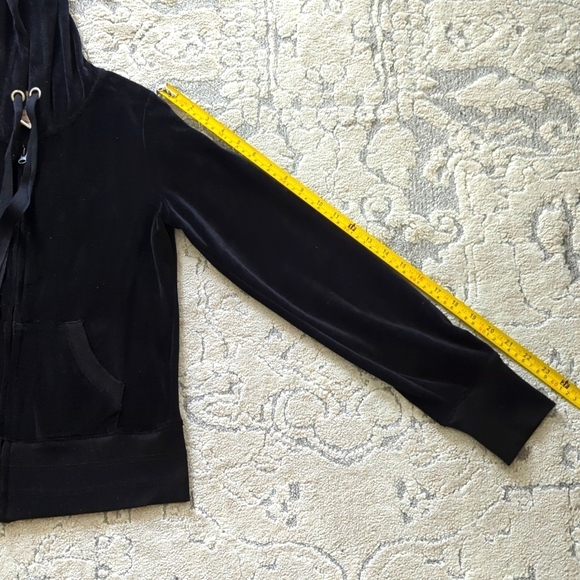 Pink Rose Hoodie Velour Black Size M Fluer de Lis - Picture 9 of 11